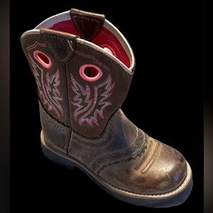 Ariat Fatbaby Youth Cowboy Cowgirl Boots Color Brown / Pink Coral Size 11